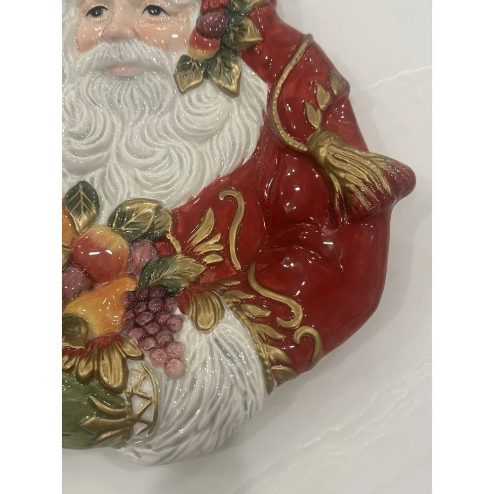 Fitz Floyd Santa Claus Renaissance Cookie Plate Christmas Serving Dish Vtg